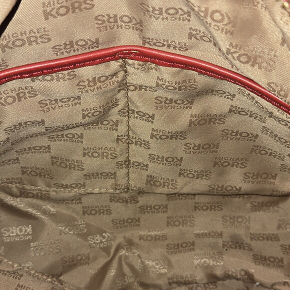 Michael Kors Chandler Collection Red Leather Turn Lock Shoulder Bag 13"X12"X5" - Picture 12 of 15